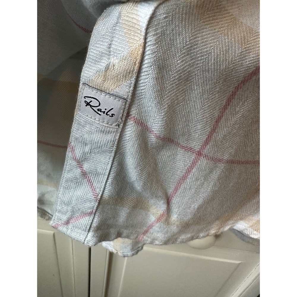 Rails Hunter Plaid Button Down Shirt Light Blue Pink Tan Flannel Small - Picture 3 of 6